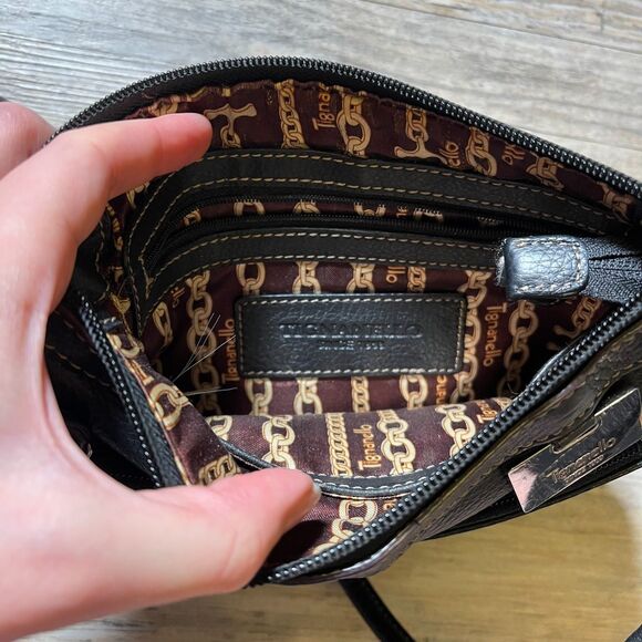 Tignanello Crossbody Bag Leather Black Vintage 90s Zip Y2K Small - Picture 6 of 7